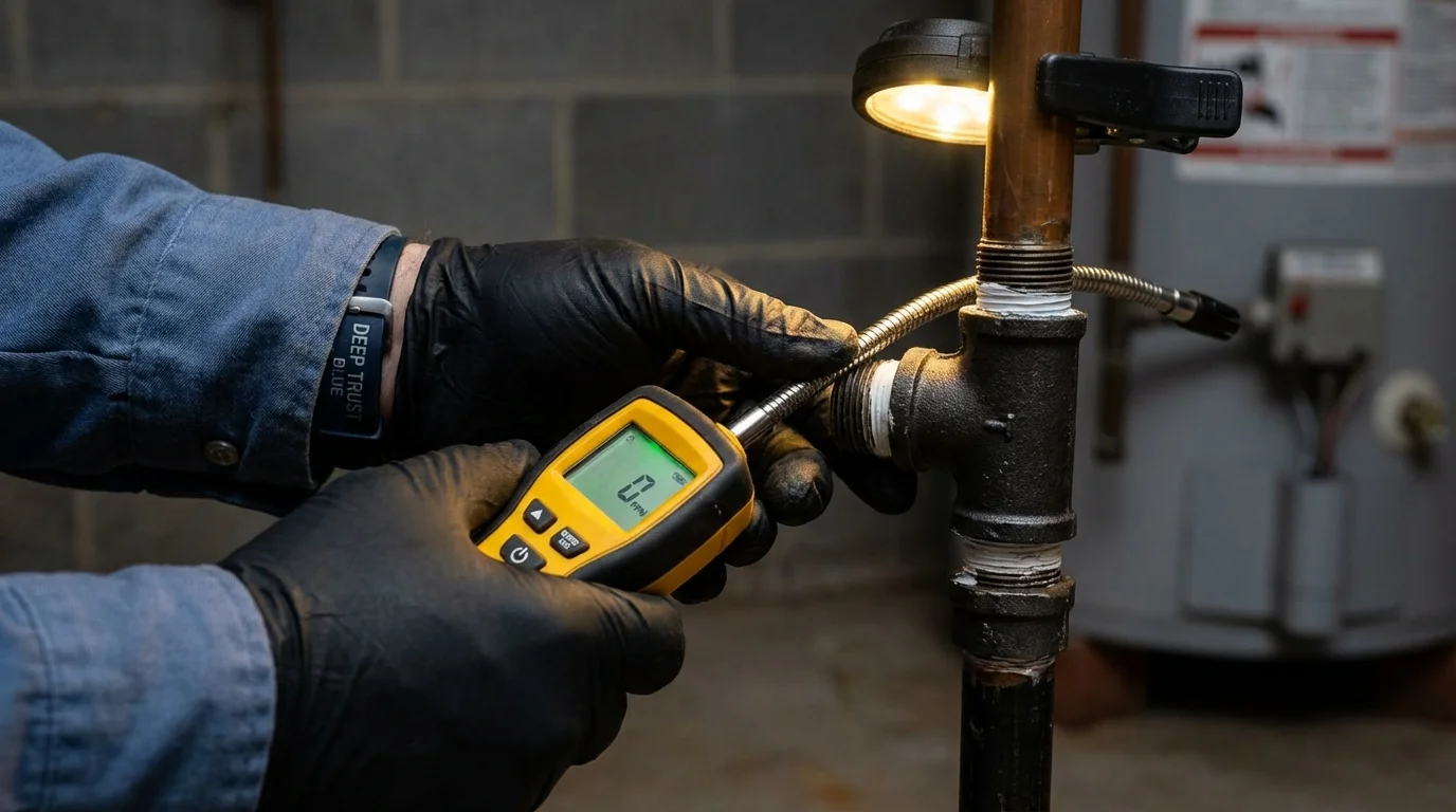 Gas leak detection with electronic sniffer by Johns Plumbing LLC in Talladega