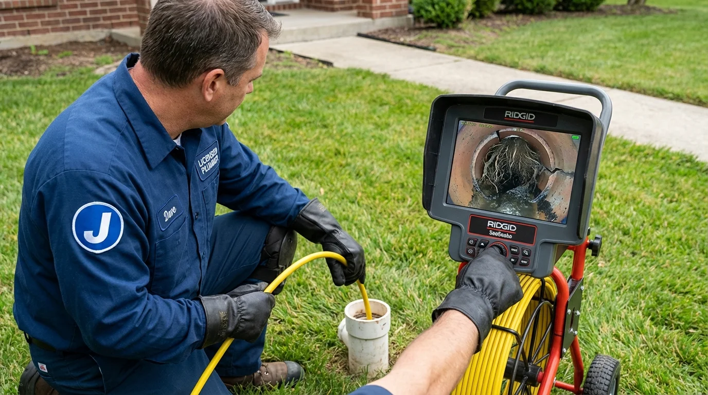 Sewer camera inspection being performed by Johns Plumbing LLC in Talladega